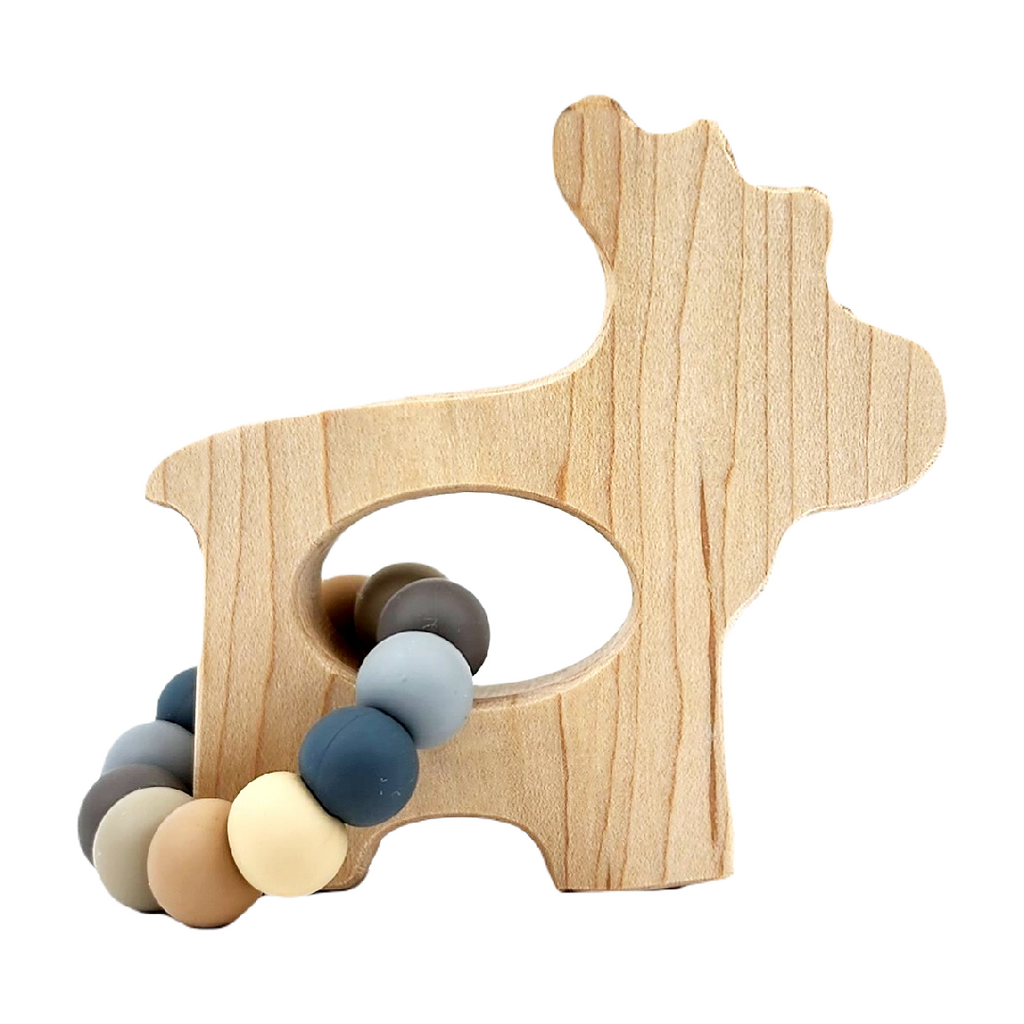 Wooden Grasping Toy - Moose (Riverbed) with Teething Beads by Bannor Toys
