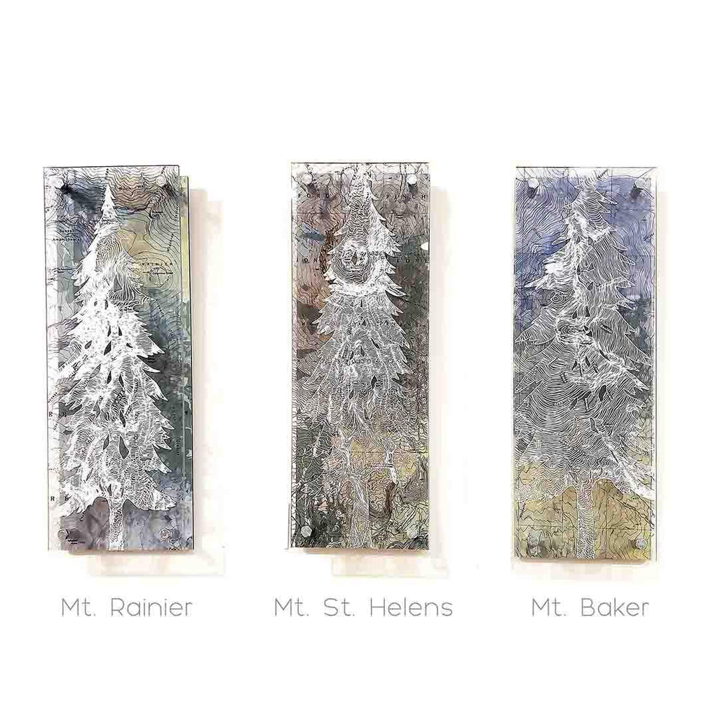 Gift Bundle - Triptych - Topography Art - Trees on Mountains by Modern Terrain