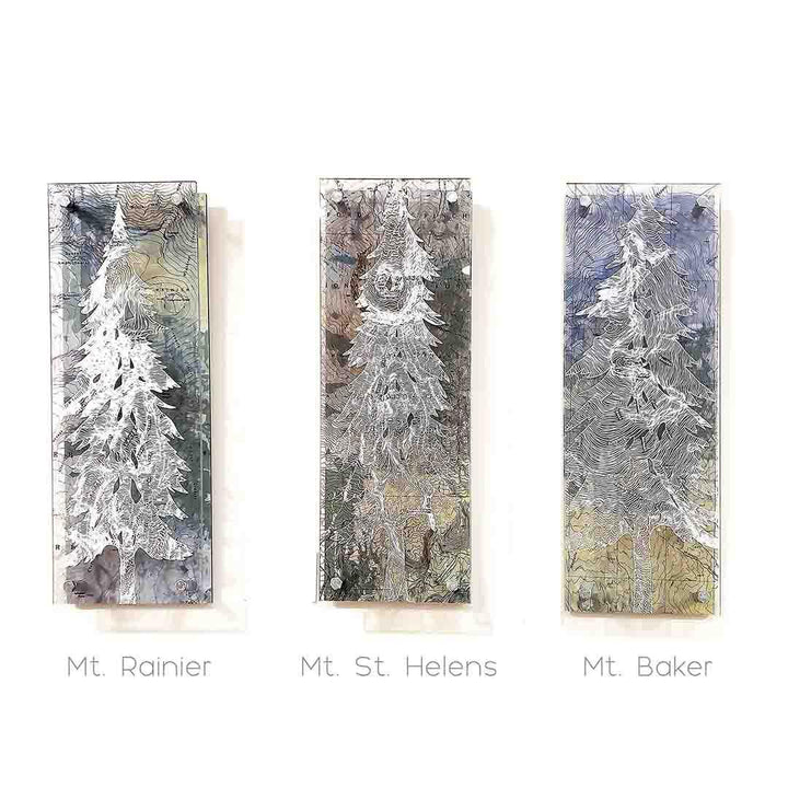 Gift Bundle - Triptych - Topography Art - Trees on Mountains by Modern Terrain