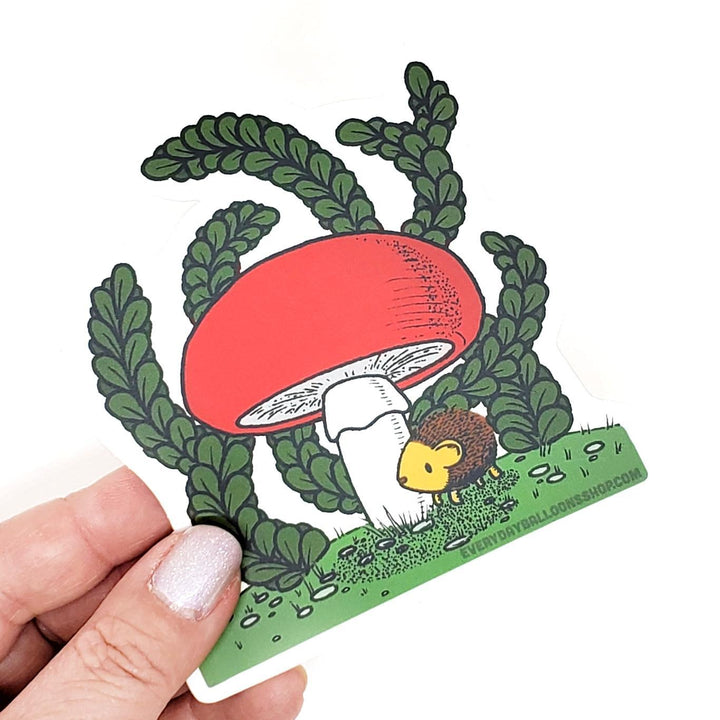 Sticker - Hedgehog and Mushroom by Everyday Balloons Print Shop