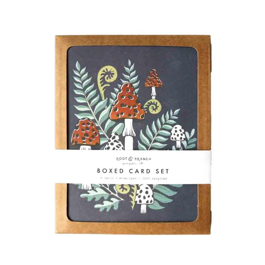 Card Set of 8 - All Occasion - Toadstools & Ferns by Root and Branch Paper Co.
