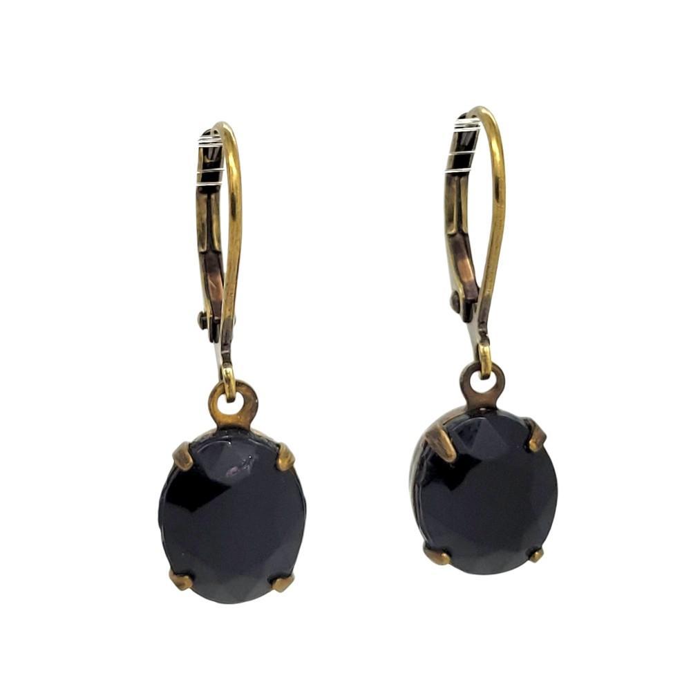 Drop Earrings - Blacks and Grays - Brass or Steel Vintage Rhinestones (Assorted Shapes) by Christine Stoll | Altered Relics
