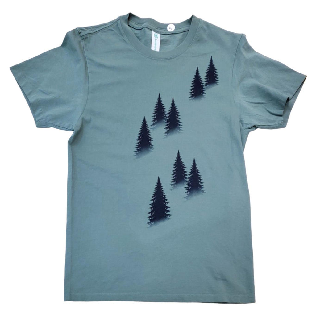 Short Sleeve - Trees Green Organic Cotton Tee by Uzura