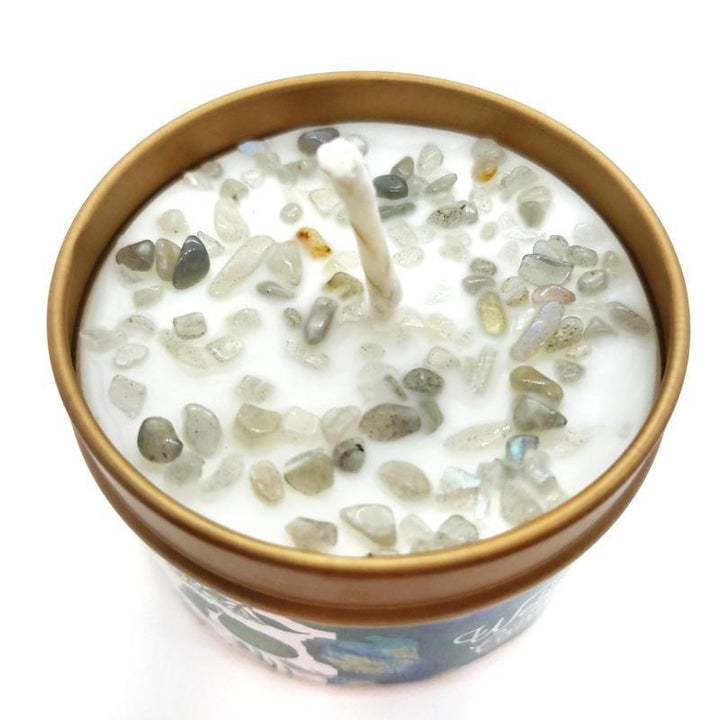 Candle 4oz - Labradorite (Grounded) 4oz Travel Tin by Bee Lucia