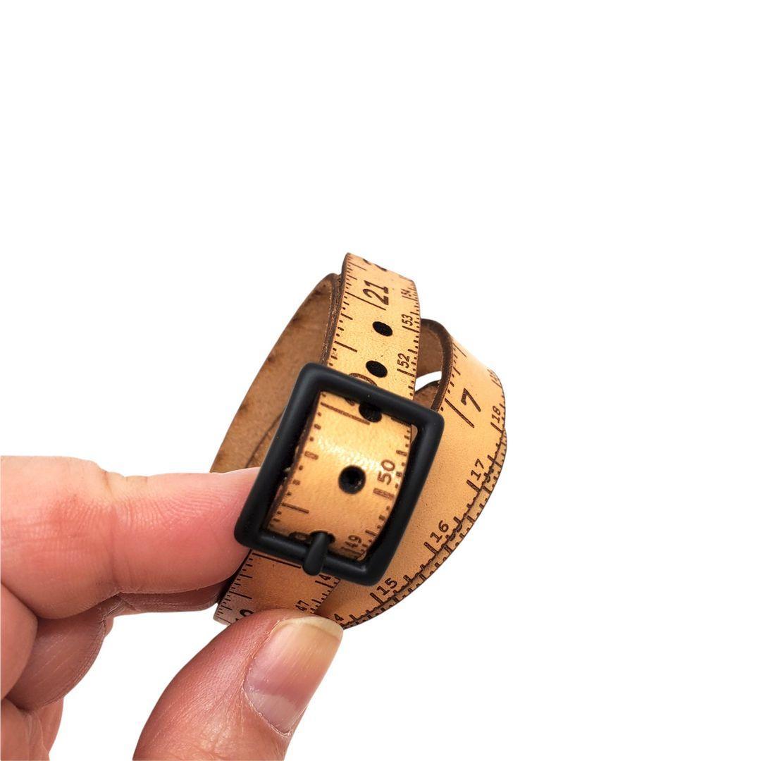 Bracelet - SM - Triple Wrap Black Leather Tape Measure (Oxidized Buckl –  The Handmade Showroom