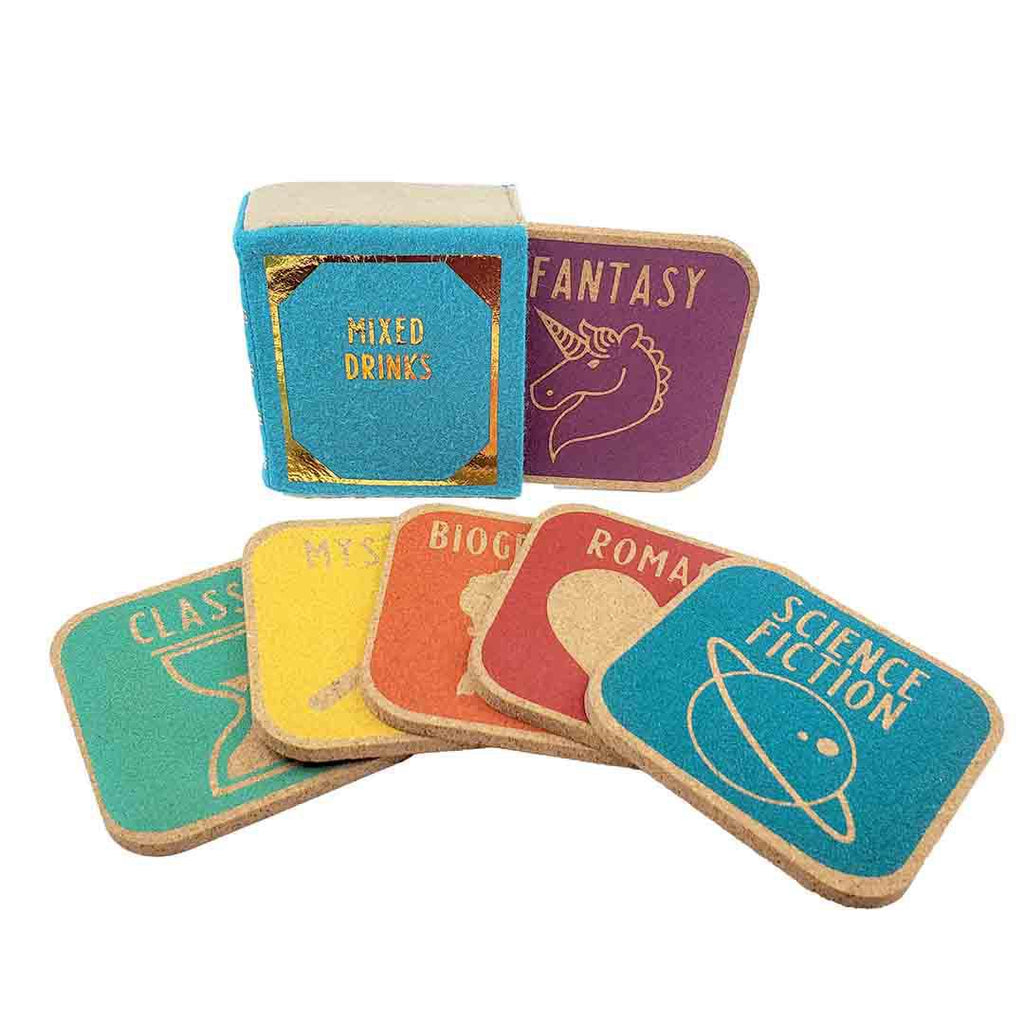 Coasters - Set of 6 - Mixed Drinks Library (Assorted Colors) Set of 6 by Dirtsa Studio