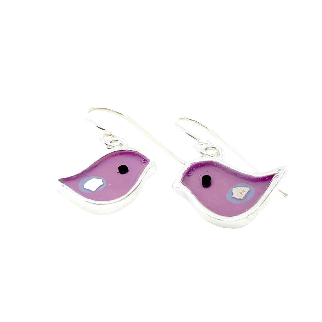 Earrings - Single Birds (Purple) by Happy Art Studio