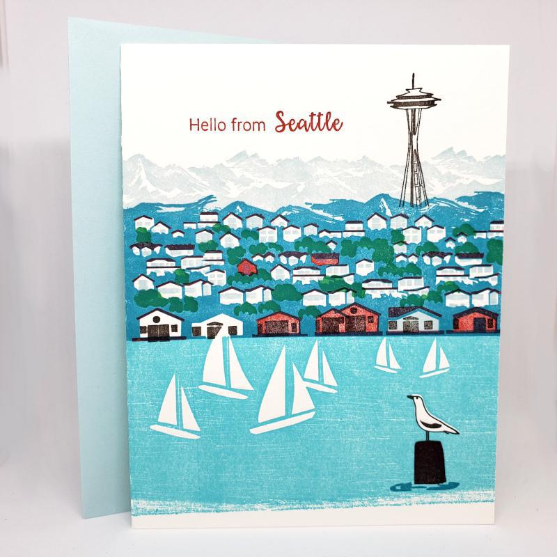 Card - Seattle - Seattle View Hello From Seattle by Ilee Papergoods
