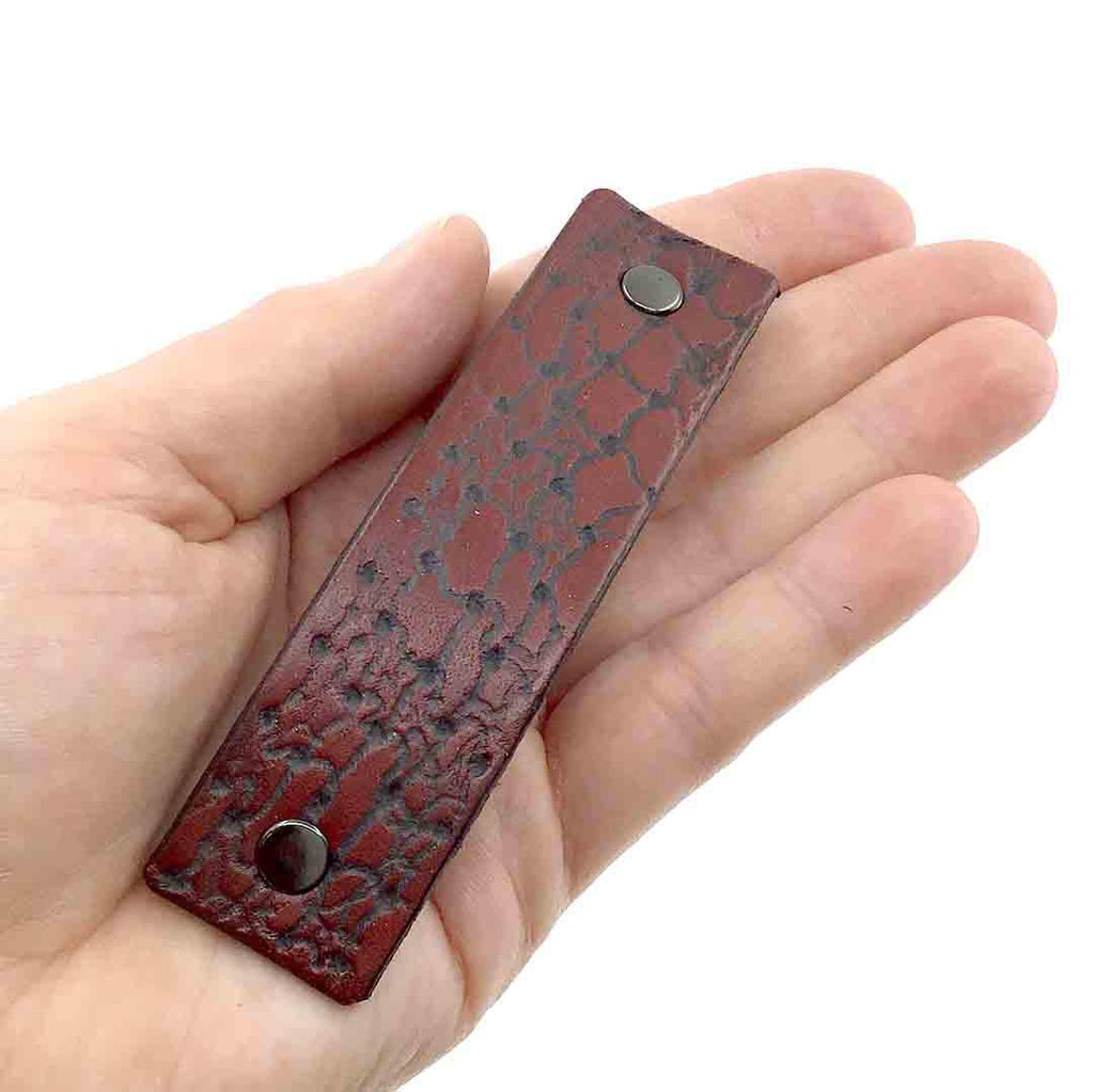 Barrette - Red Dragon Scale Embossed Leather by PlatypusMax