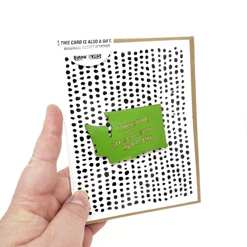 Magnet Card - Someone in WA Loves You - Olive Green WA State by SnowMade