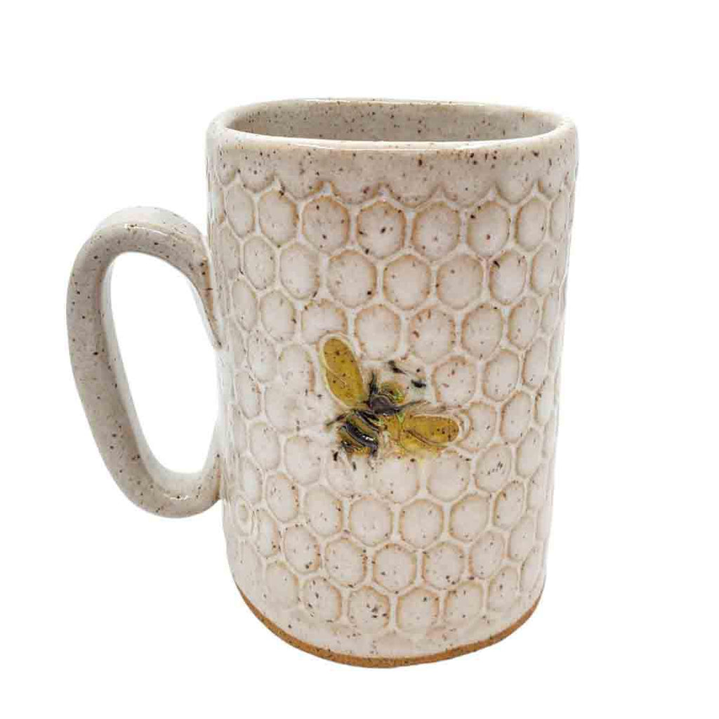 Mug - 16oz - Bees on Honeycomb Ceramic Mug (A or B) by White Squirrel Clayworks