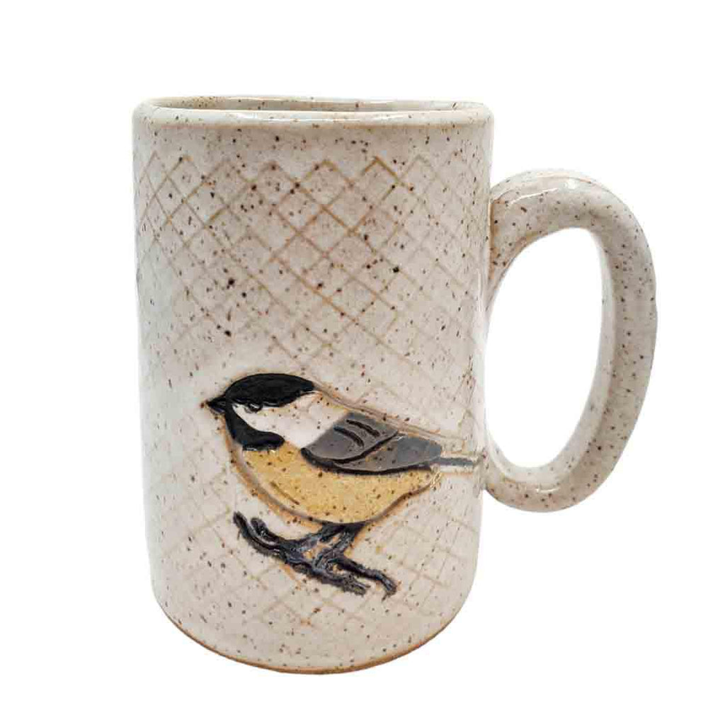 Mug - 16oz - Chickadee Patterned Ceramic Mug  by White Squirrel Clayworks