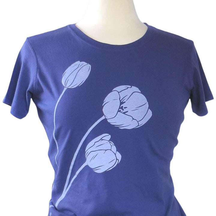 Short Sleeve - Purple Tulips Fitted Tee by Uzura