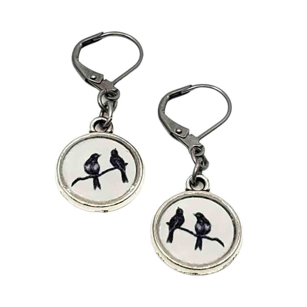 Earrings - Birds on a Branch Antiqued Silver by Christine Stoll | Altered Relics