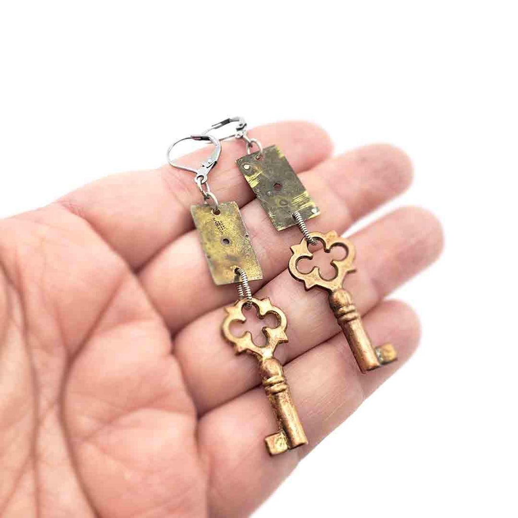 Earrings - Watch Dials - Keys (Stainless Steel) by Christine Stoll