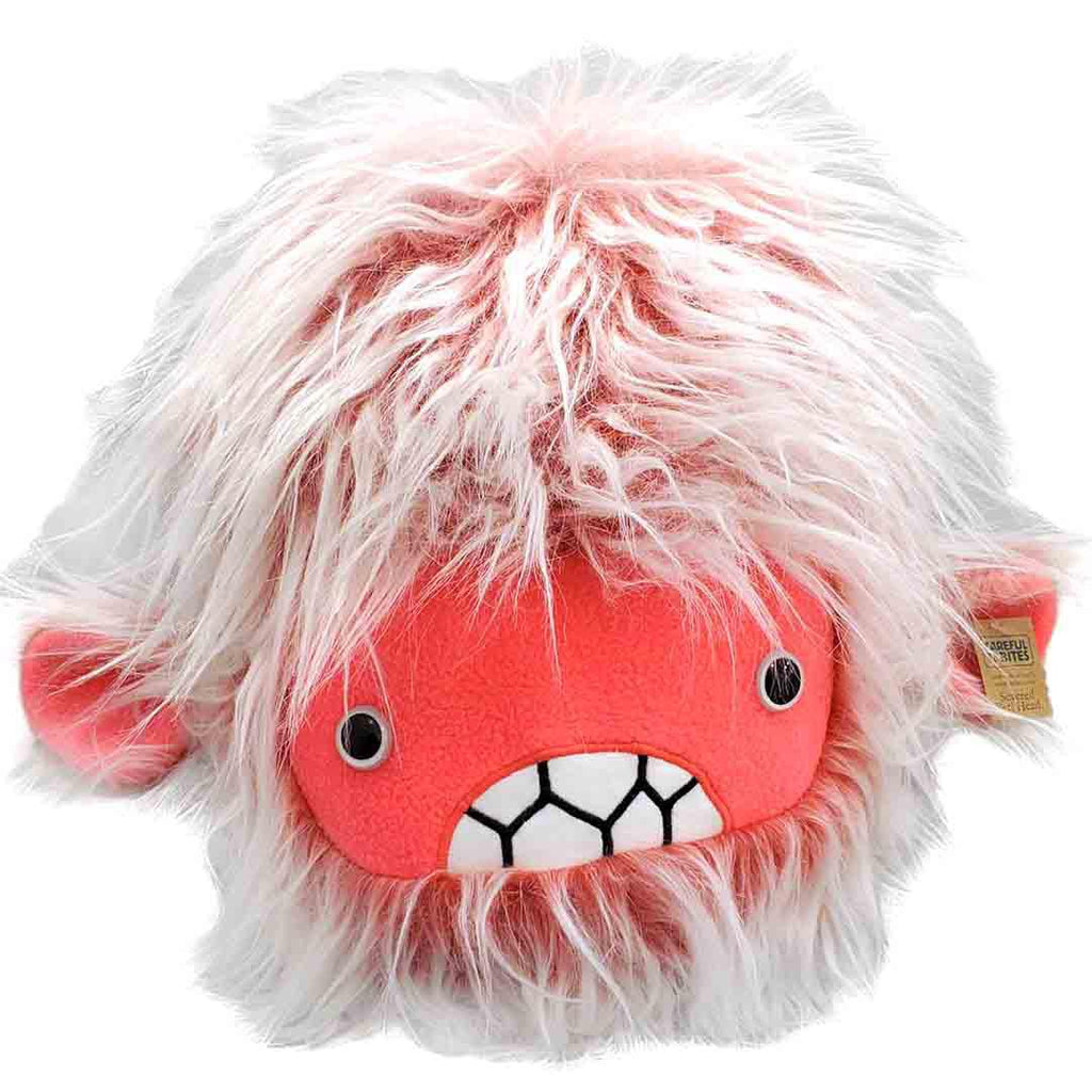 Large Yeti Head - Bright Pink White Fur Neon Pink Face White Eyes by Careful It Bites