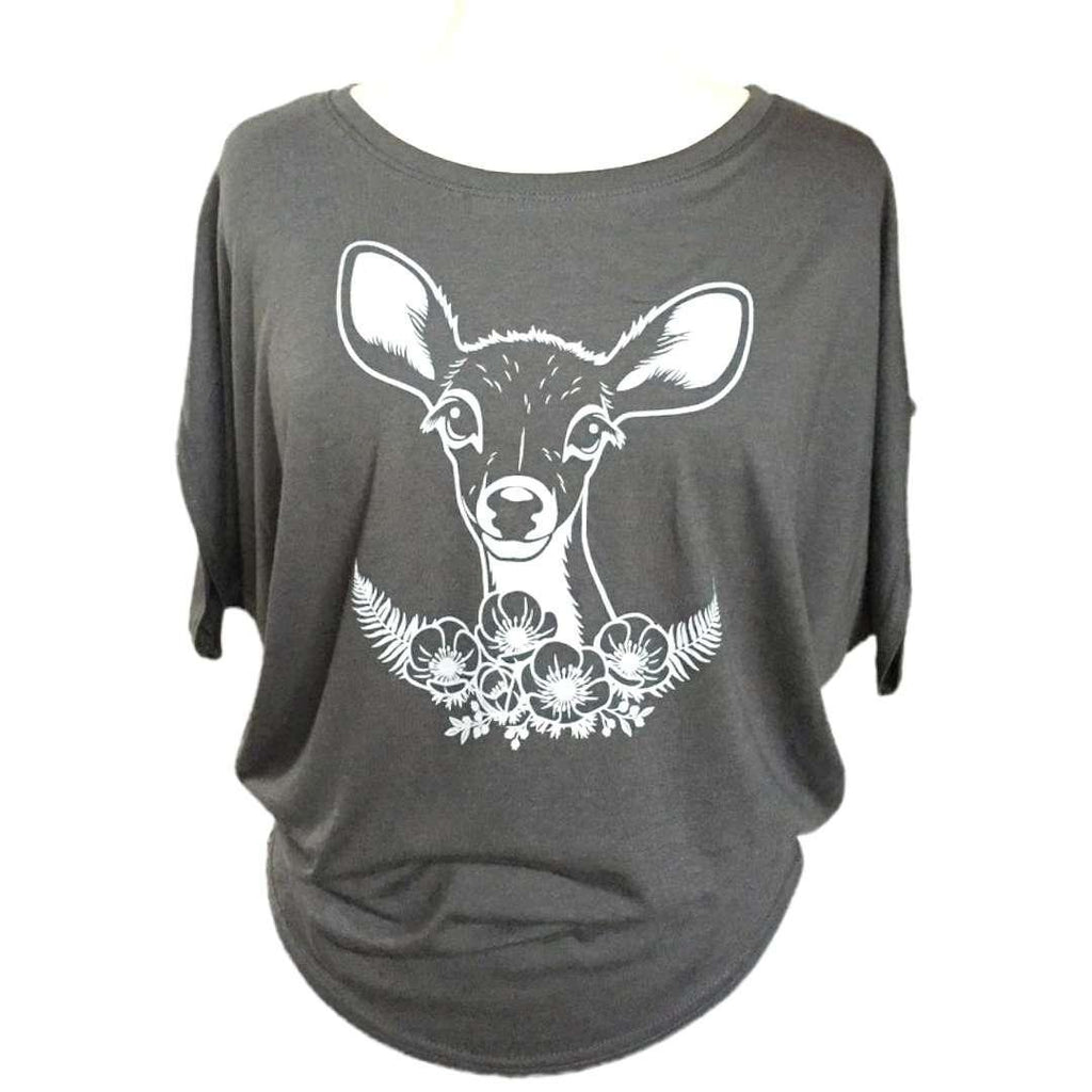 Short Sleeve - Gray Deer Dolman Shirt by Uzura