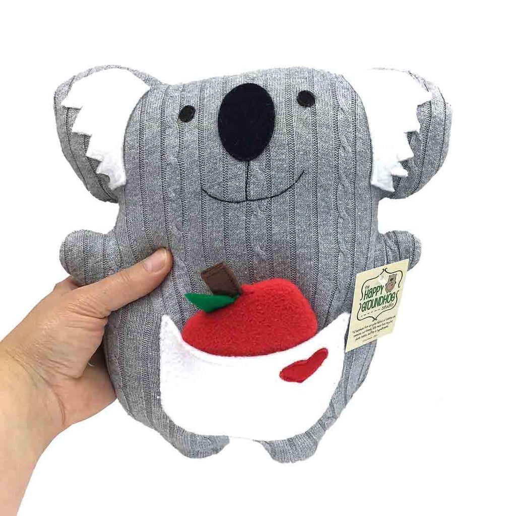 Plush - Koala with Red Apple Treat by Happy Groundhog Studio