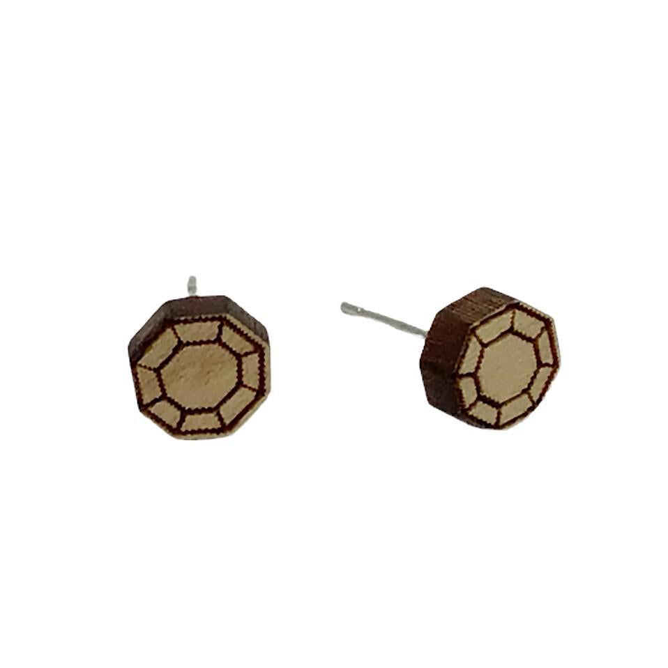 Earrings - Wooden Hex Jewel Posts by World Of Whimm