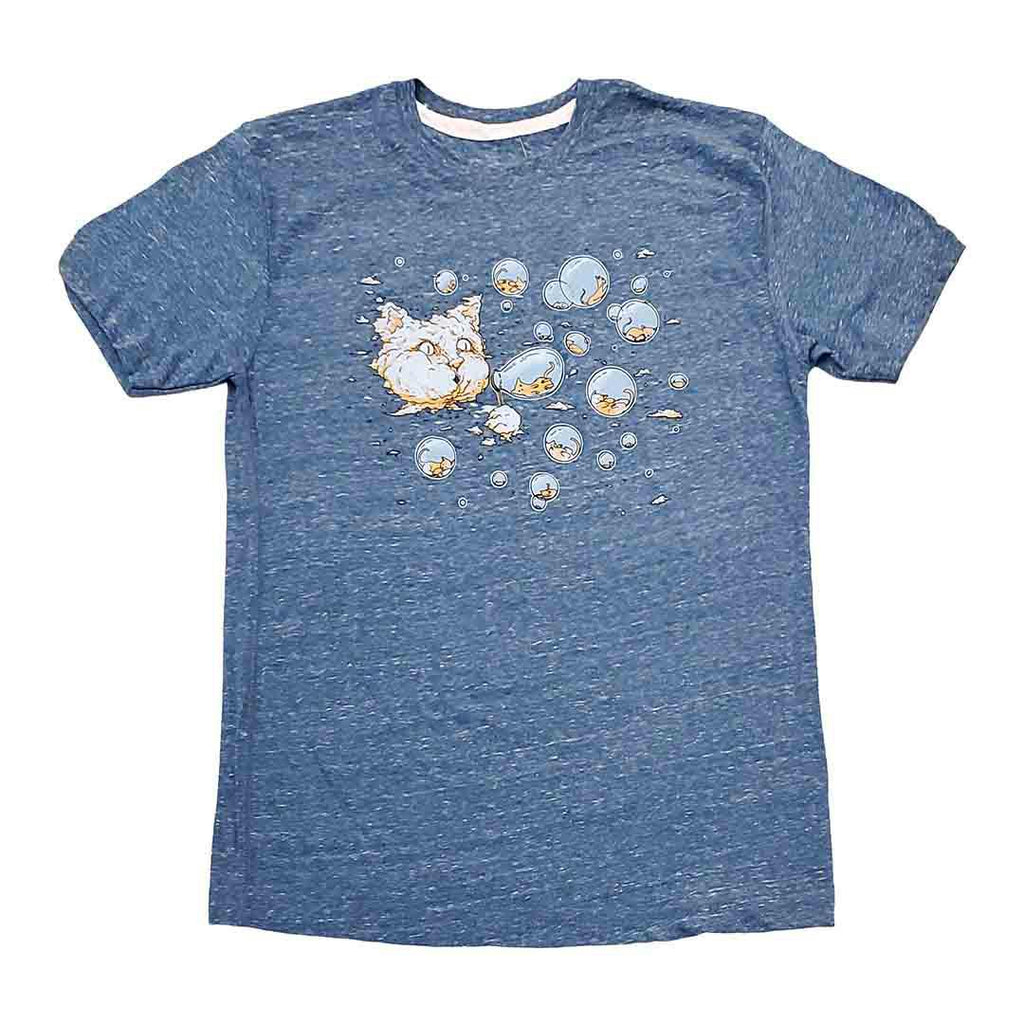 Adult Tee - Bubble Cat Oceanside Blue by Ugly Baby