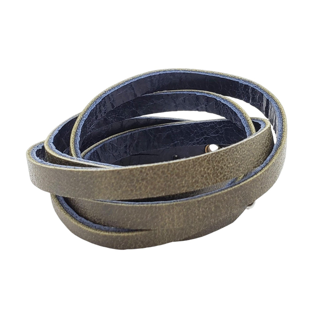 Bracelet - Double Wrap - Midnight Blue Leather (Assorted Colors) by Oliotto