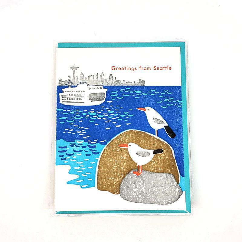 Card - Seattle - Seagulls Greetings Seattle by Ilee Papergoods