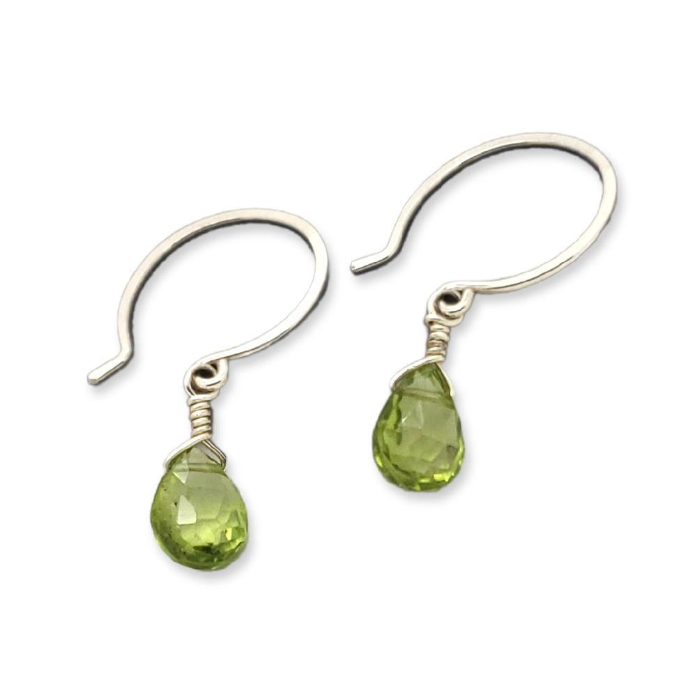 Earrings - Orchard Green Peridot Gemstone Drops Sterling by Foamy Wader