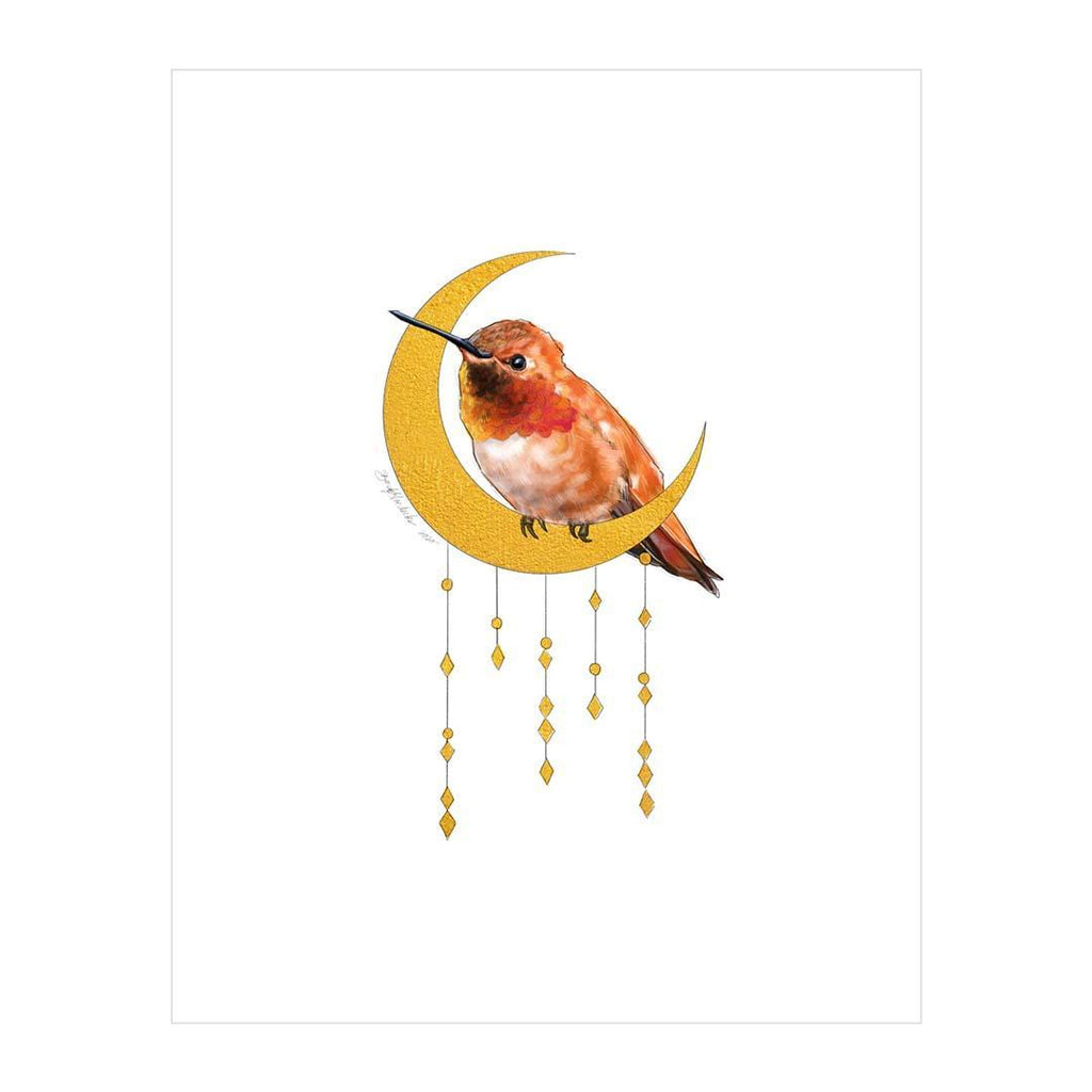 Art Print - 8x10 - Hummer in the Moon by Darcy Goedecke