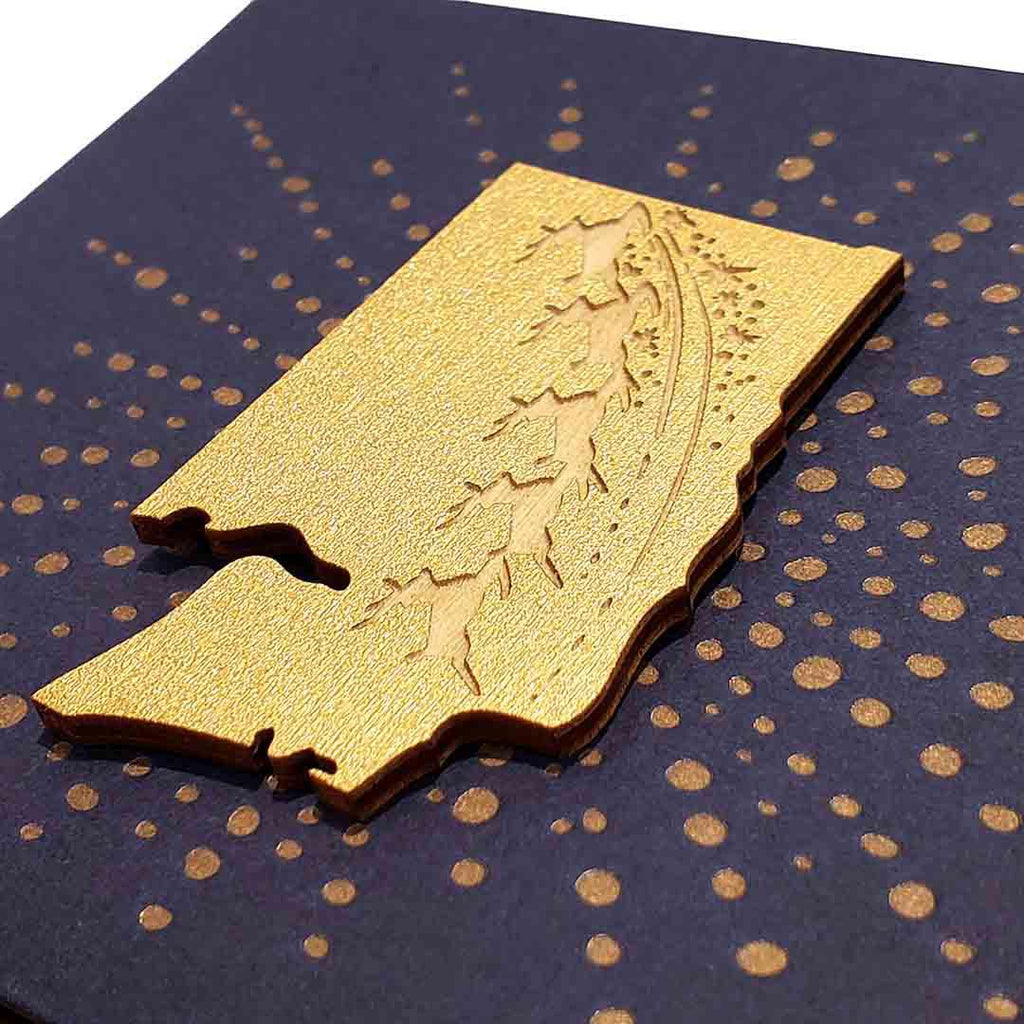 Magnet Card - WA State Reindeer (Gold) on Navy Blue Letterpress Card by SnowMade
