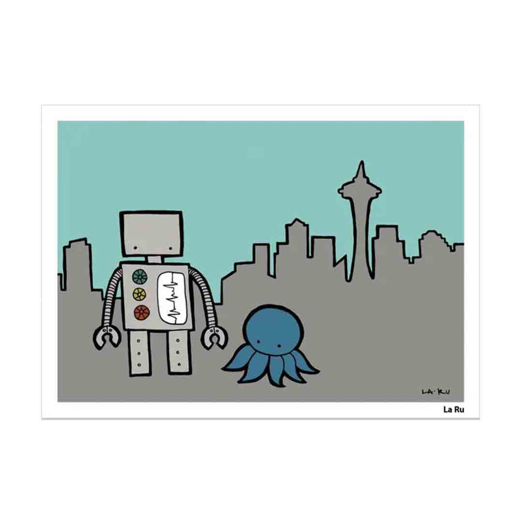 Art Print - Seattle Robot  (Assorted Sizes) by LaRu