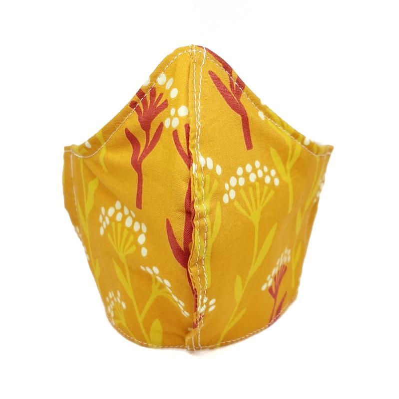 Small - Bright Orange with Yellow Red Flowers White Lining by imakecutestuff