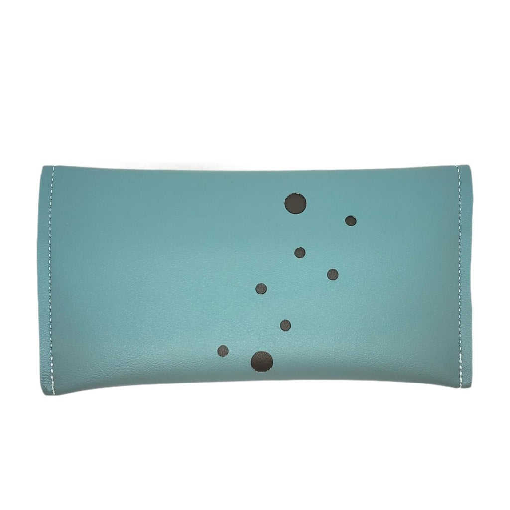 Clutch Wallet - Large Blast Dots Teal Gray by Holly Aiken