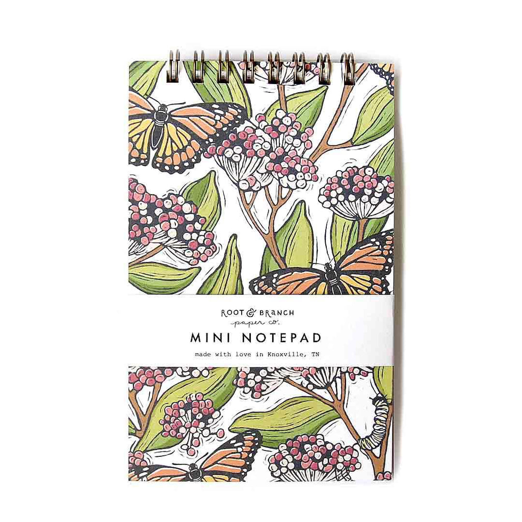 Notepad - Mini - Monarch and Milkweed Spiral Bound by Root and Branch Paper Co.