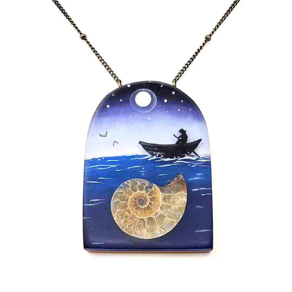 Necklace - Forgotten Seas Fossil Shell Pendant by Fernworks