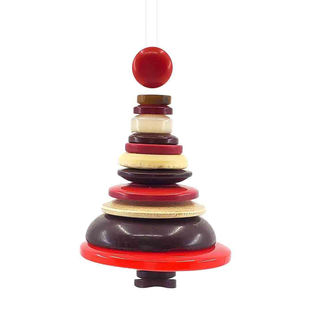 Ornament - Button Tree - Red White Brown with Red Topper by XV Studios