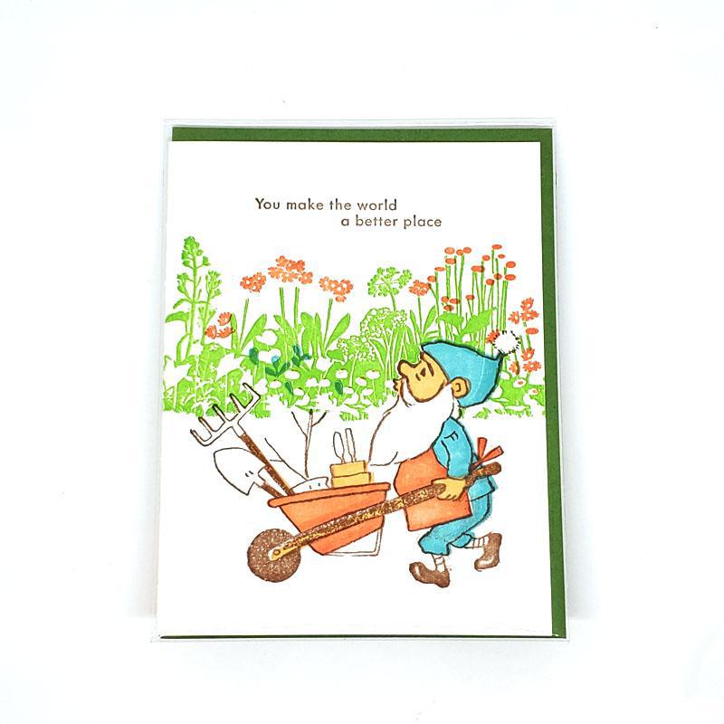Card - Love & Friends - You Make the World a Better Place (Garden Gnome) by Ilee Papergoods