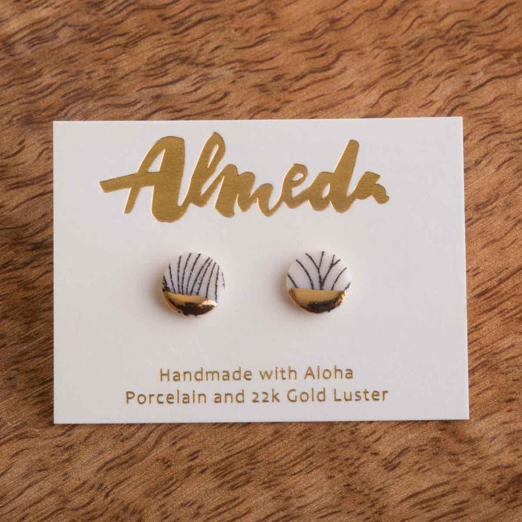 Earrings – Studs – Botanical Circle by Almeda Jewelry