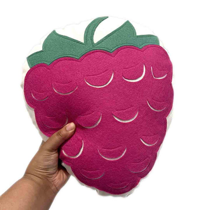 Pillow - Raspberry - Felt Applique on Canvas by Dirtsa Studio