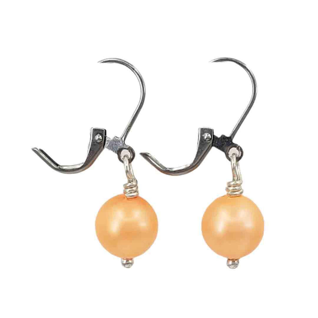 Earrings - Small Creamy Orange Faux Pearl (Stainless Steel) by Christine Stoll | Altered Relics
