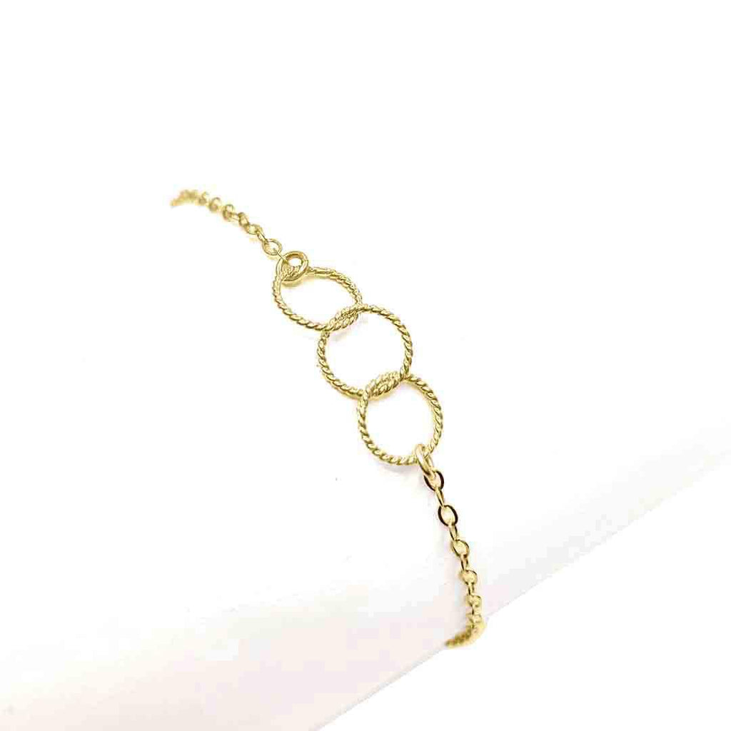 Bracelet - Trio 14k Gold-fill Circles on Gold-fill Chain by Foamy Wader