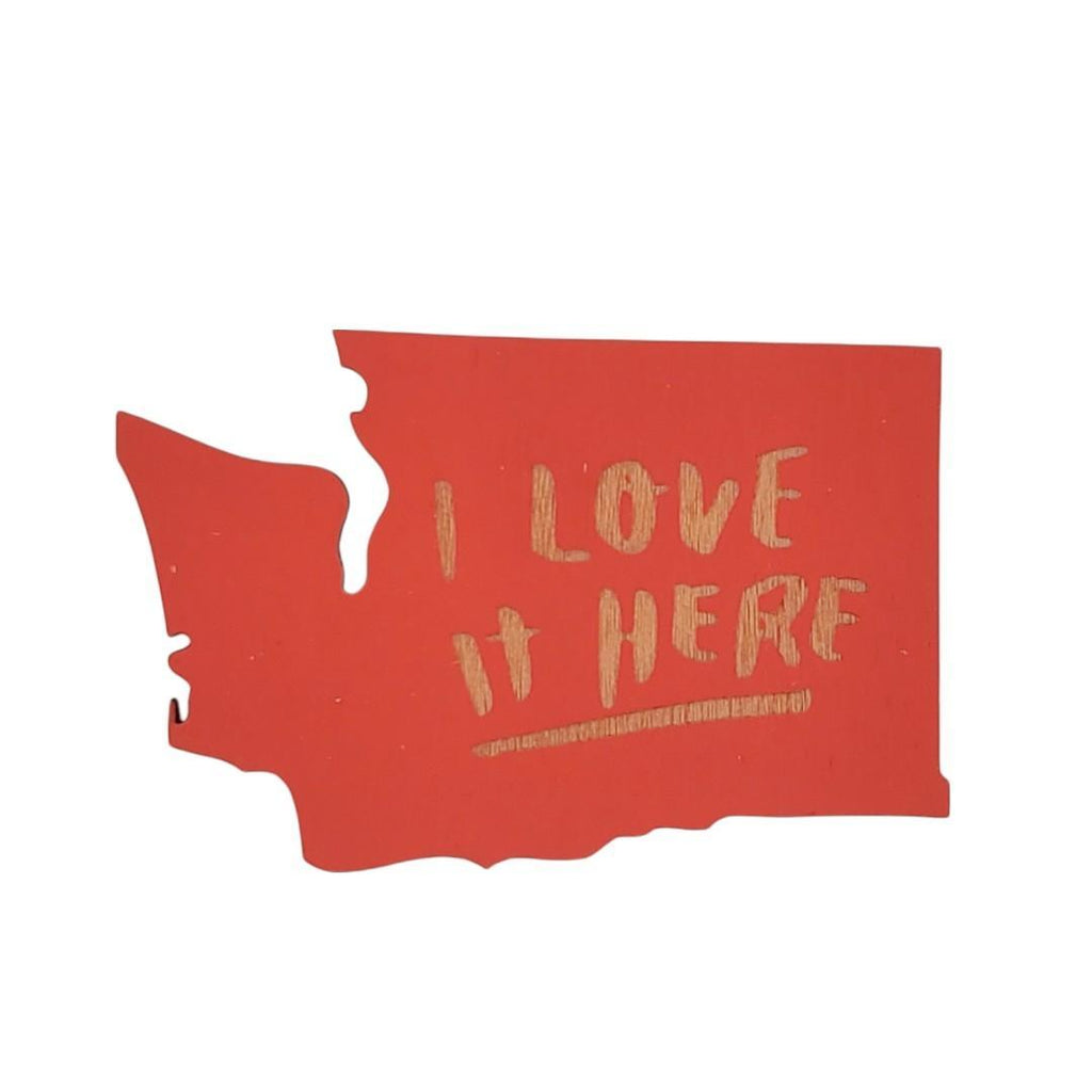 Magnets - Small - WA State I Love it Here (Olive Green or Orange) by SnowMade