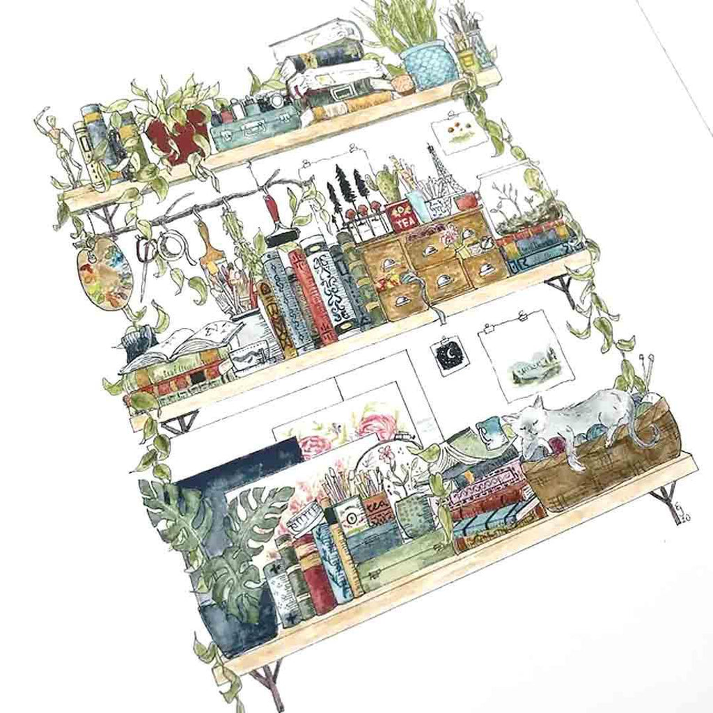 Art Print - 8x10 - The Artist's Shelves by Lizzy Gass