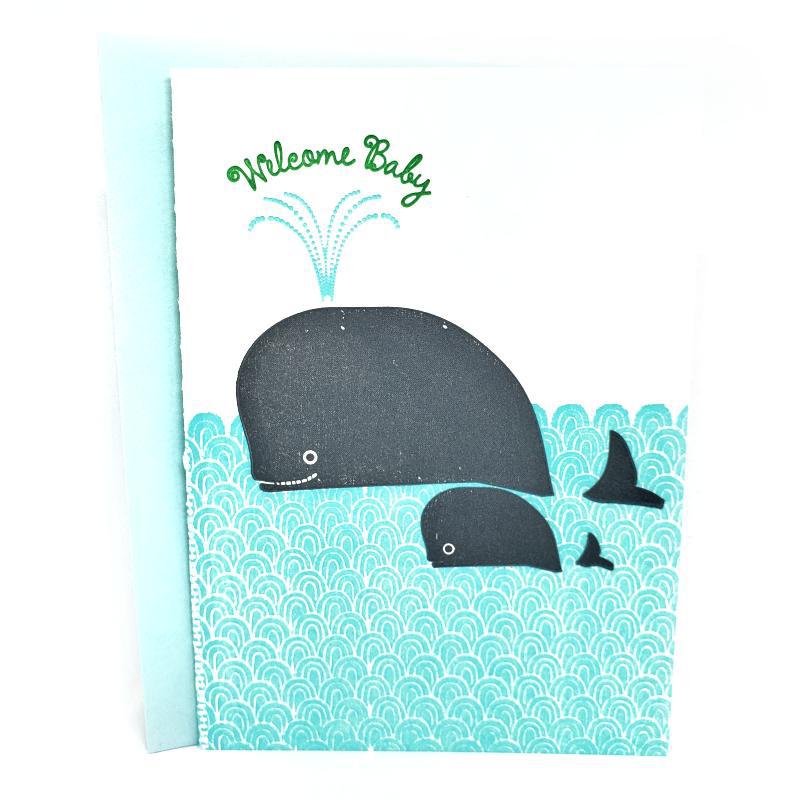 Card - Baby - Whales Welcome Baby by Ilee Papergoods