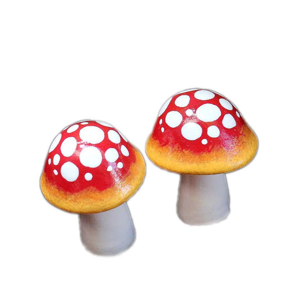 Fairy Garden Mushrooms - Red Yellow Ombre Set of 2 by Mariposa Miniatures
