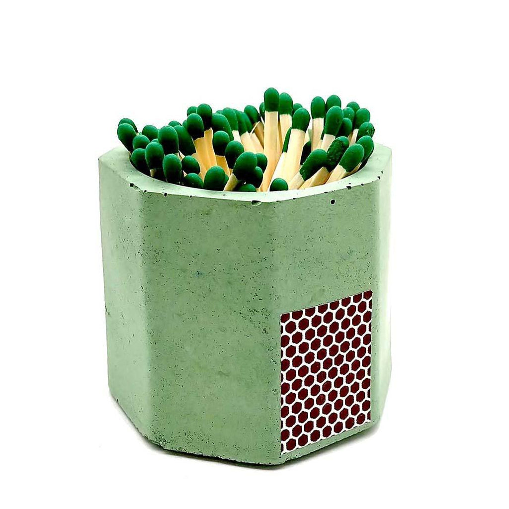 Match Holder - Green with Green Matches Concrete by Tenn Prairie