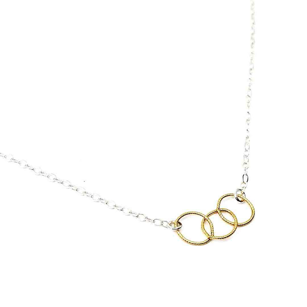 Necklace - Trio - Sterling Chain 14k Gold-fill Circles by Foamy Wader