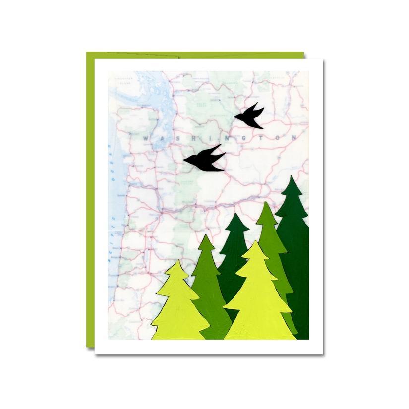 Card Set of 6 - Assorted Washington Map by Rachel Austin