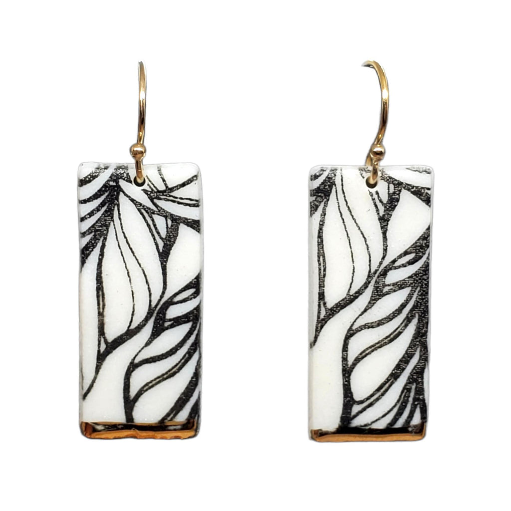 Earrings – Drops – Botanical Rectangle by Almeda Jewelry