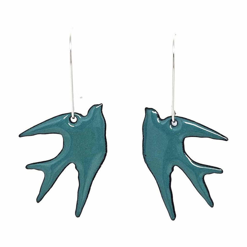 Earrings - Swallow Bird (Spruce) by Magpie Mouse Studios