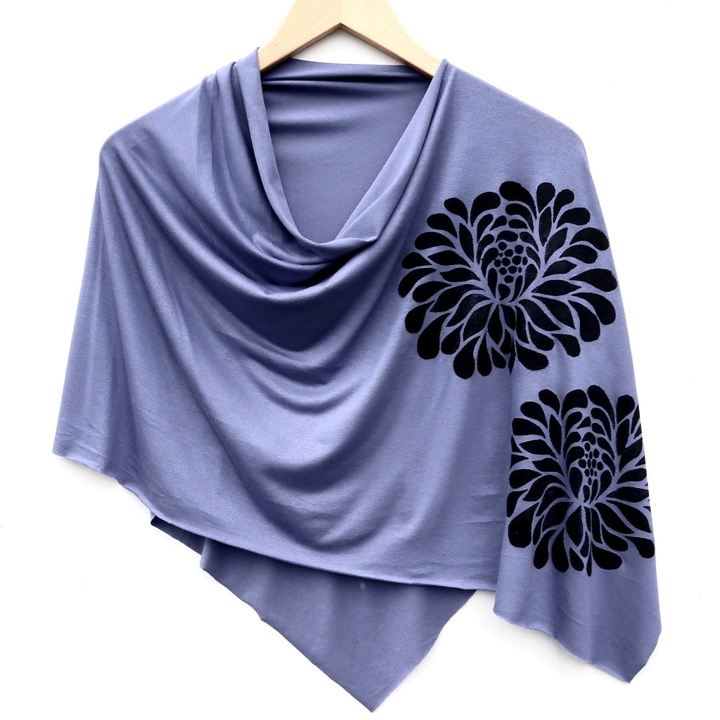 Poncho - Soft Blue (Black or White Ink) by Windsparrow Studio